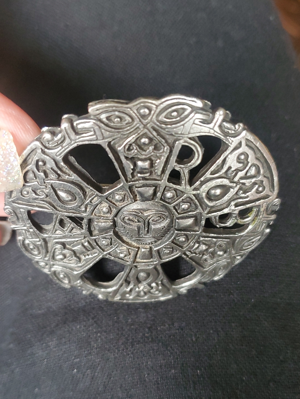 Vintage Medievel Art Silver Sunface Medallion Pendant - Picture 7 of 13